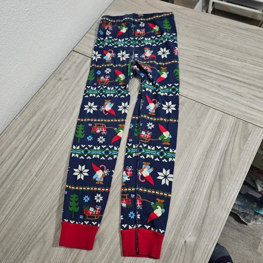 Hanna Andersson Pajama Set Christmas Gnome Long Sleeve Blue Red Boys 6-7